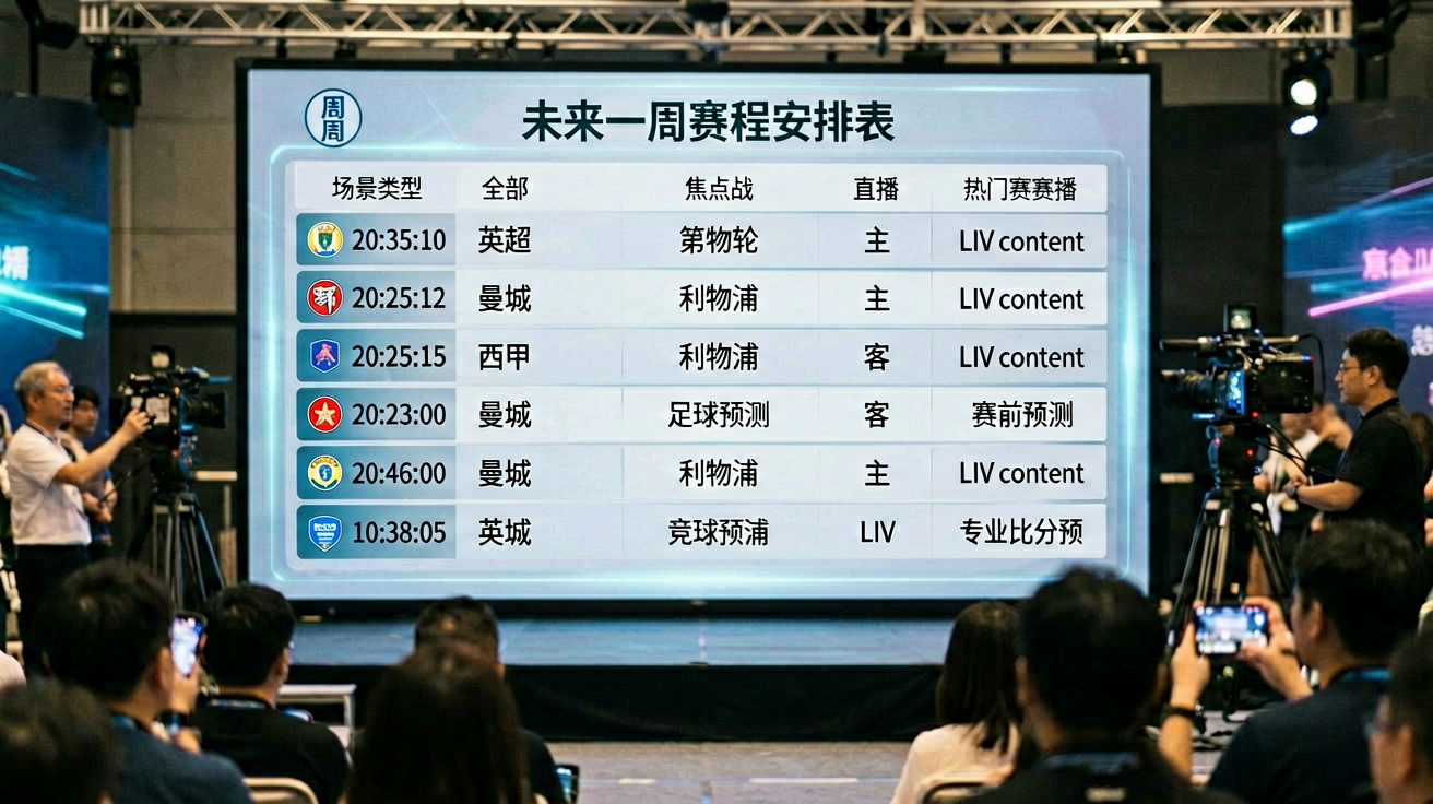 未来一周赛程安排表，显示多场重要比赛时间